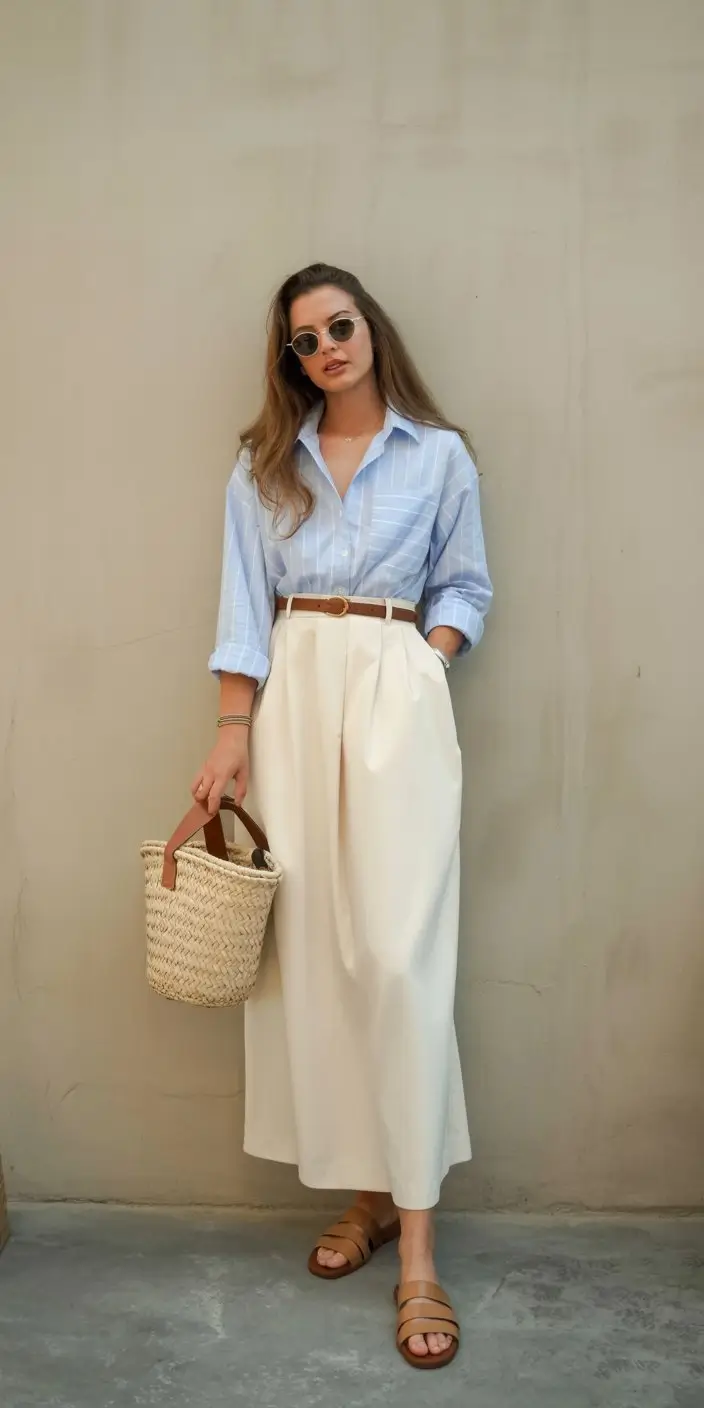 summer old money outfit for women 2026 Relaxed sophistication with a flowing summer silhouette