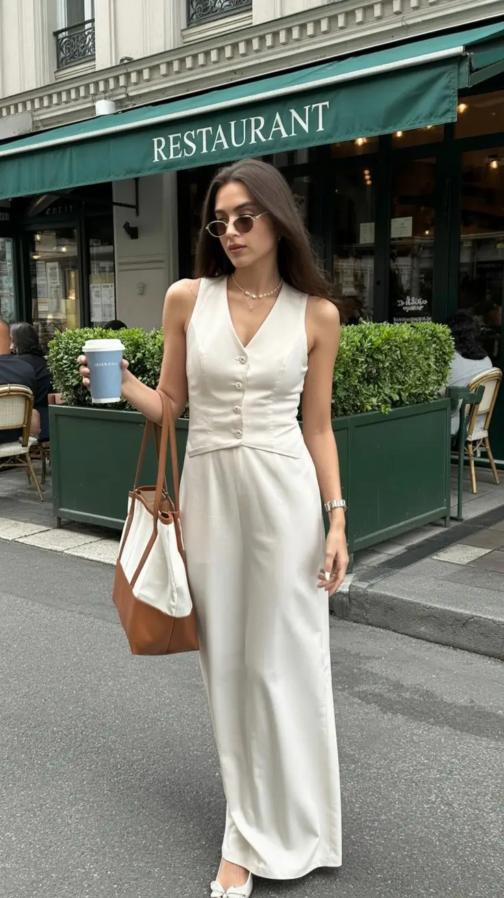 summer old money outfit for women 2026 Effortless elegance with a flowing neutral dress