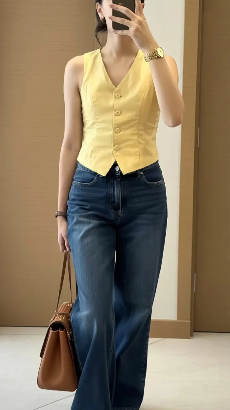 summer old money outfit for women 2026 Soft color accents with classic denim