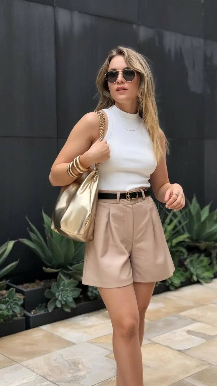 summer old money outfit for women 2026 Minimal sleeveless styling with soft neutral tones