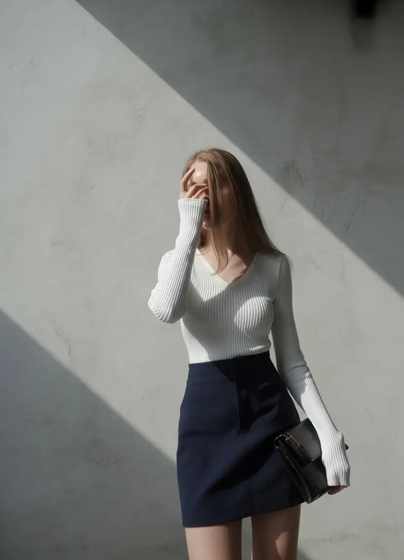 summer old money outfit for women 2026 Classic knit and mini skirt contrast