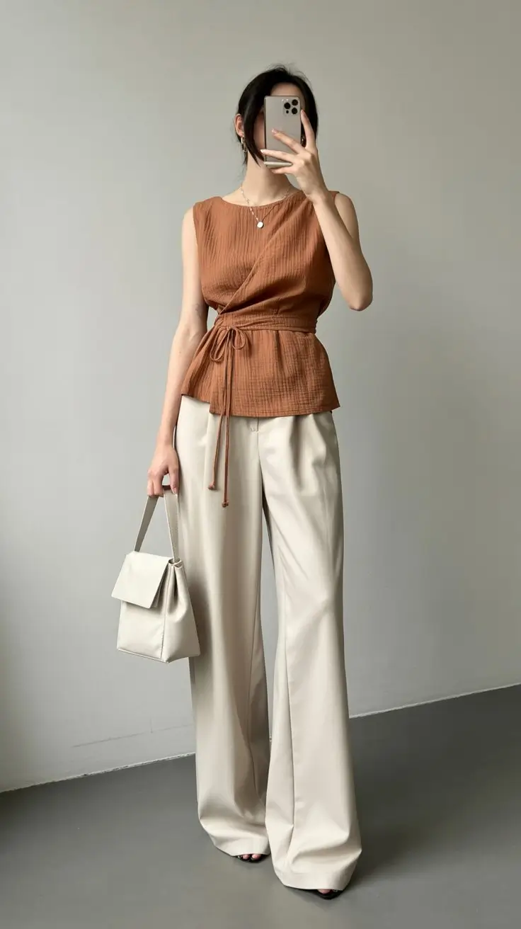 summer old money outfit for women 2026 Earth tones and fluid silhouettes