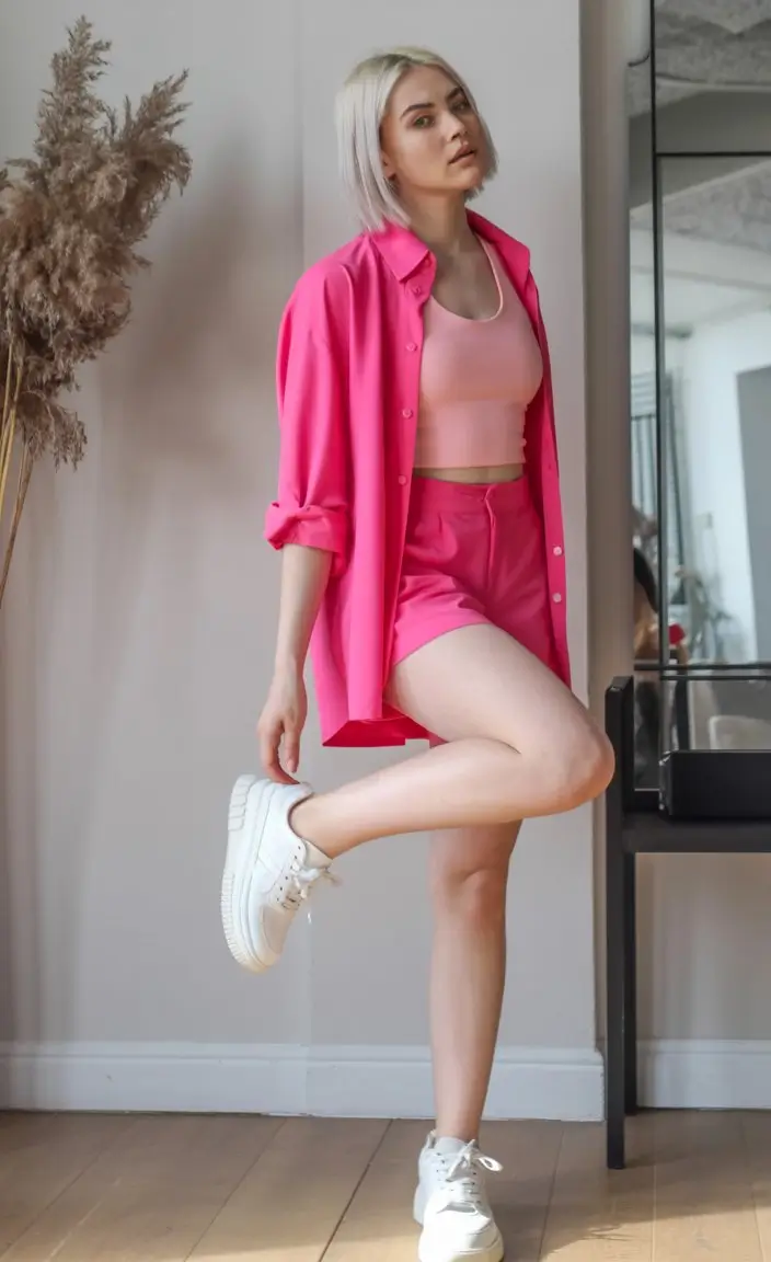 summer outfits for women 2026 Bold Monochrome Pink for Confident Summer Days