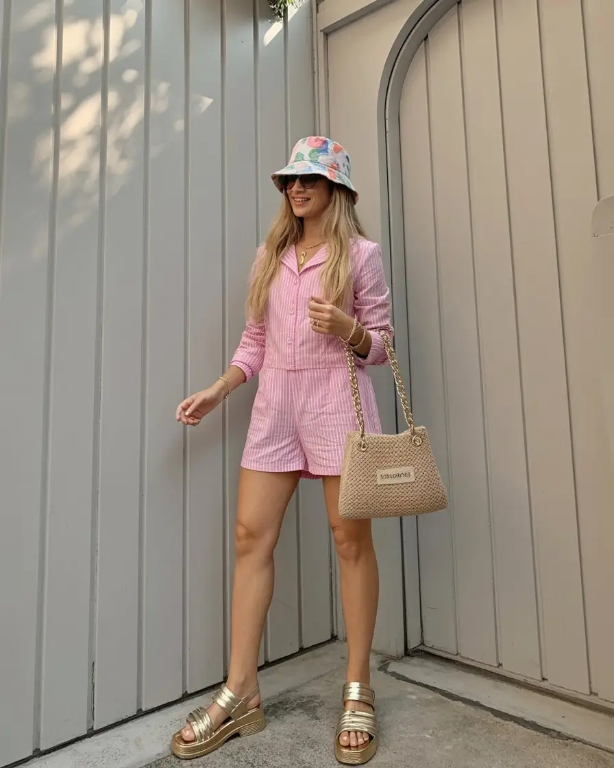 summer outfits for women 2026 Playful Pink Romper with a Vacation Mood