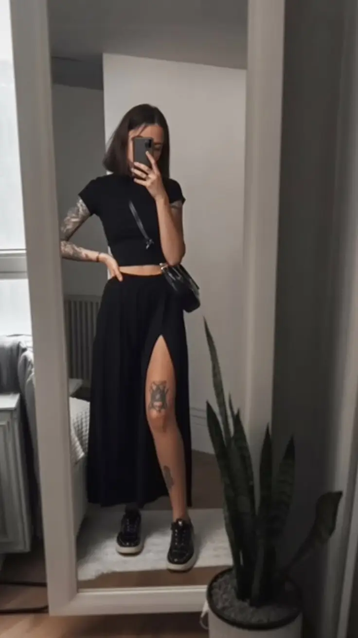 summer set outfits for women 2026 All Black Skirt Set That Feels Bold and Minimal