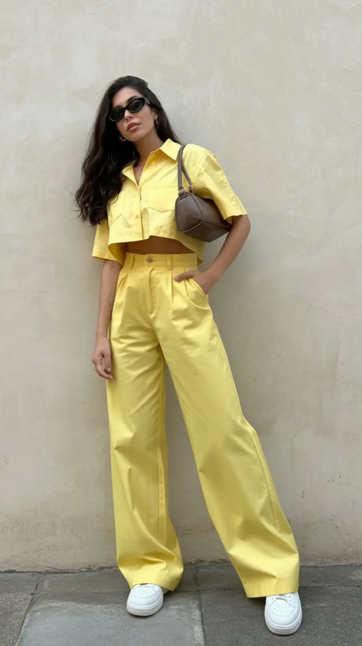 summer set outfits for women 2026 Bright Yellow Set That Feels Bold and Sunlit