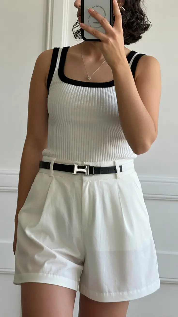 summer sleeveless tops for women 2026 Simple ribbed tank with a clean monochrome twist