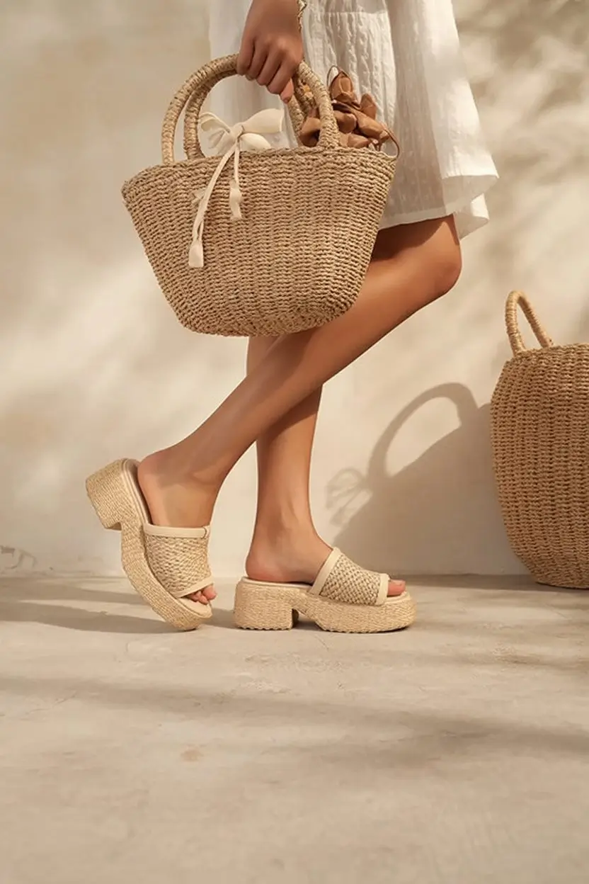 summer slides for women 2026 Woven Summer Platforms with Soft Resort Energy