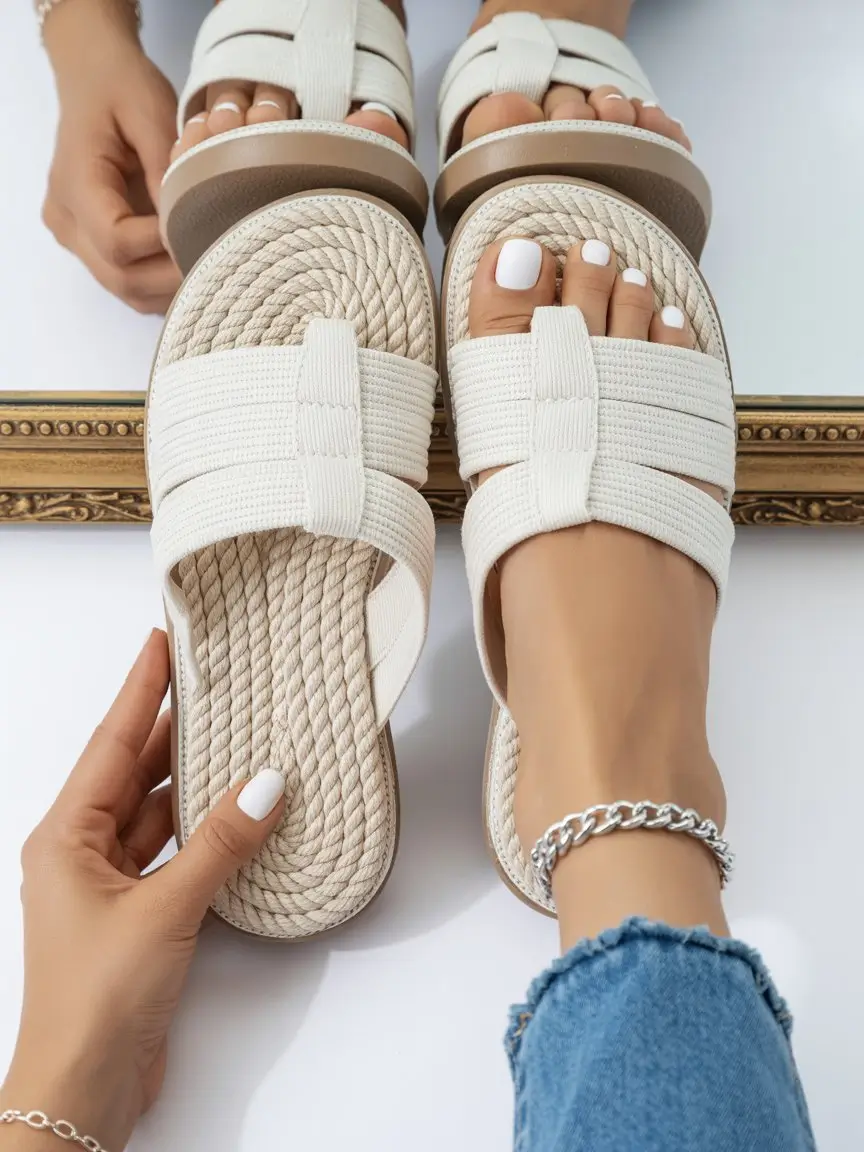 summer slides for women 2026 Clean White Slides with Textured Sole and Modern Simplicity