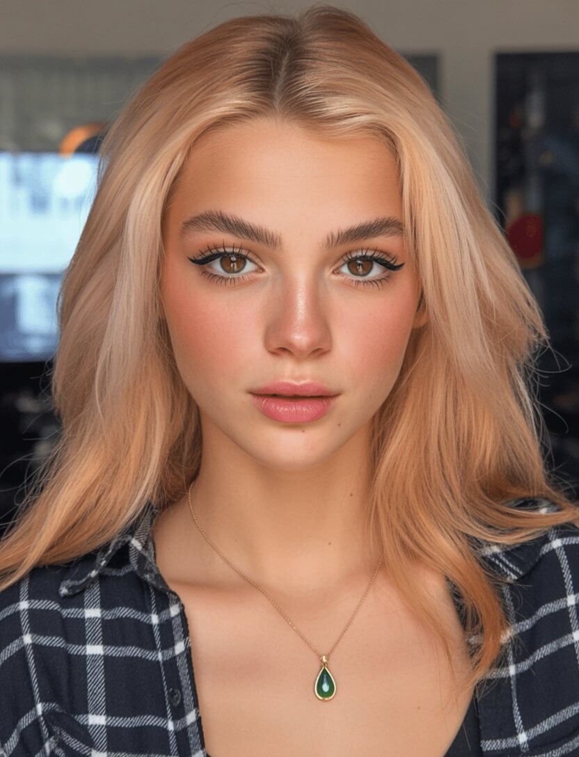 summer strawberry blonde hair color for women 2026 Champagne Strawberry Blonde with Soft Face Framing Layers