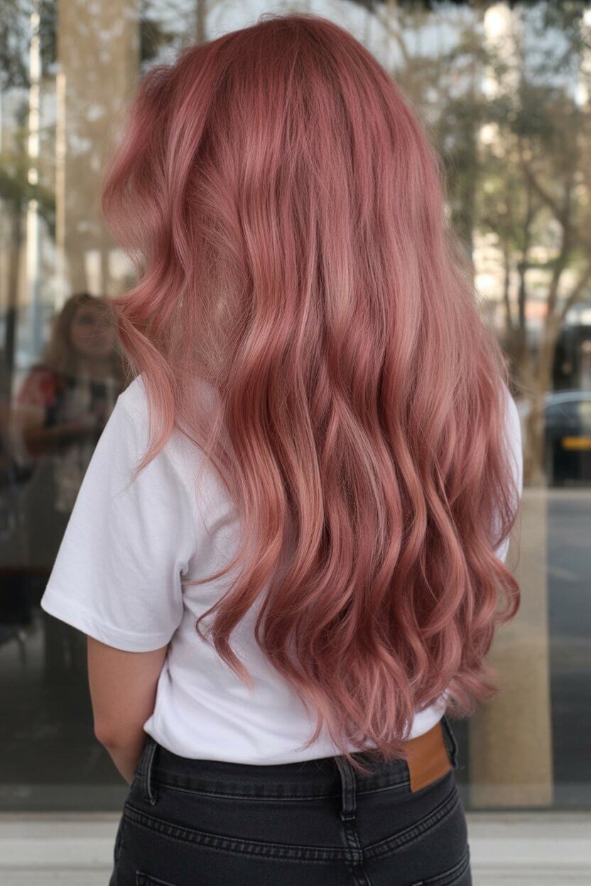 summer strawberry blonde hair color for women 2026 Rosy Copper Strawberry Blonde with Lived In Waves