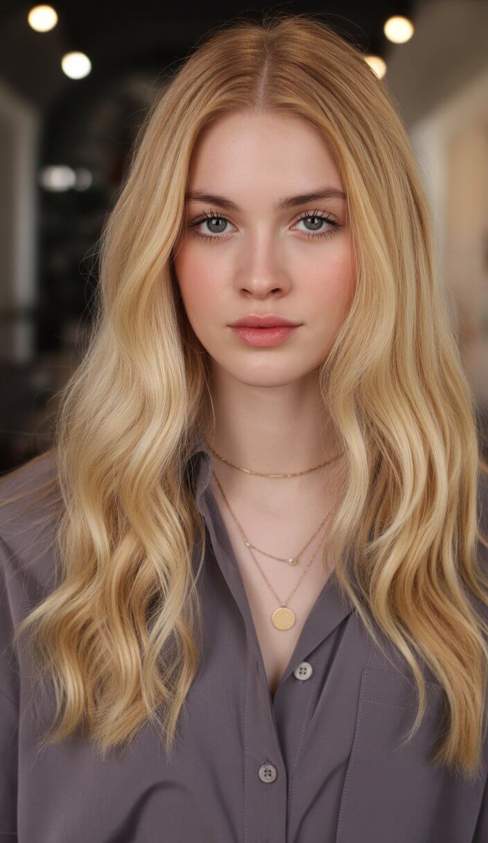 summer strawberry blonde hair color for women 2026 Golden Blonde with Subtle Strawberry Infusion