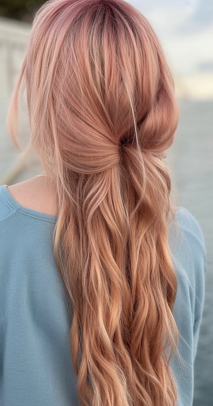 summer strawberry blonde hair color for women 2026 Twisted Rose Strawberry Blonde with Casual Styling