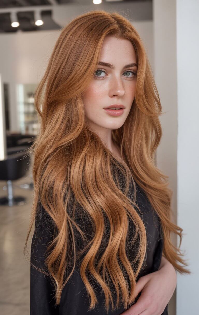 summer strawberry blonde hair color for women 2026 Classic Copper Strawberry Waves with Volume