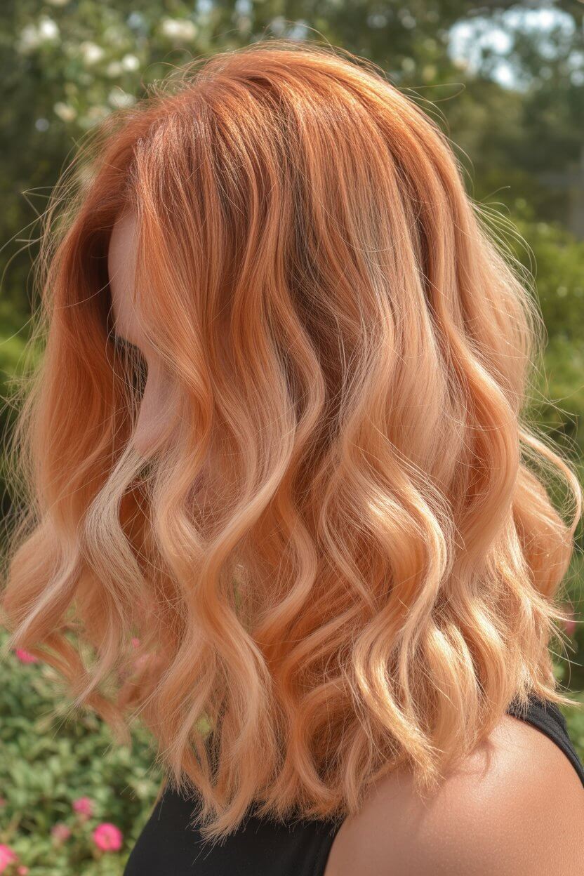 summer strawberry blonde hair color for women 2026 Sunlit Strawberry Blonde Texture with Natural Movement