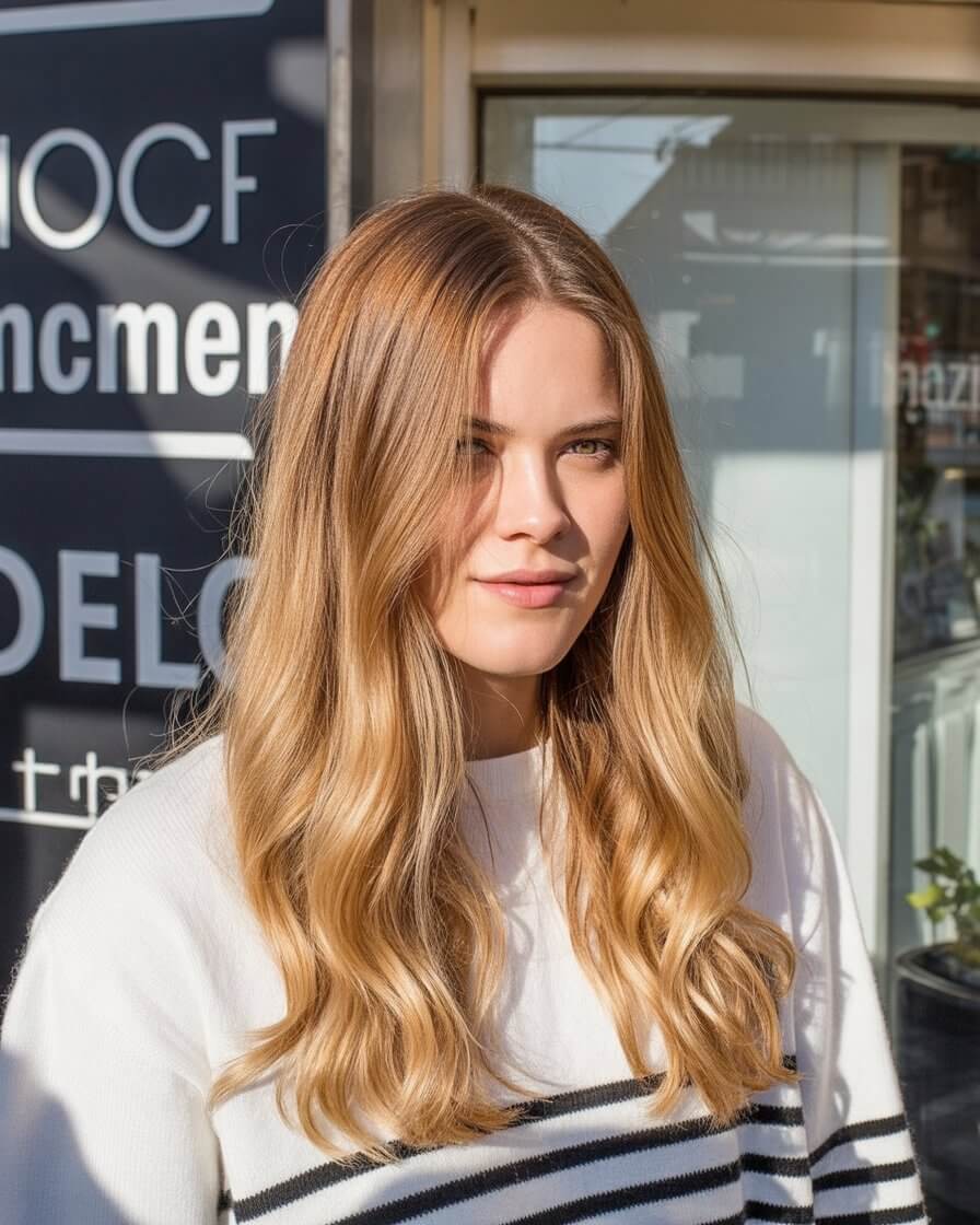 summer strawberry blonde hair color for women 2026 Golden Strawberry Blonde with Soft Summer Glow