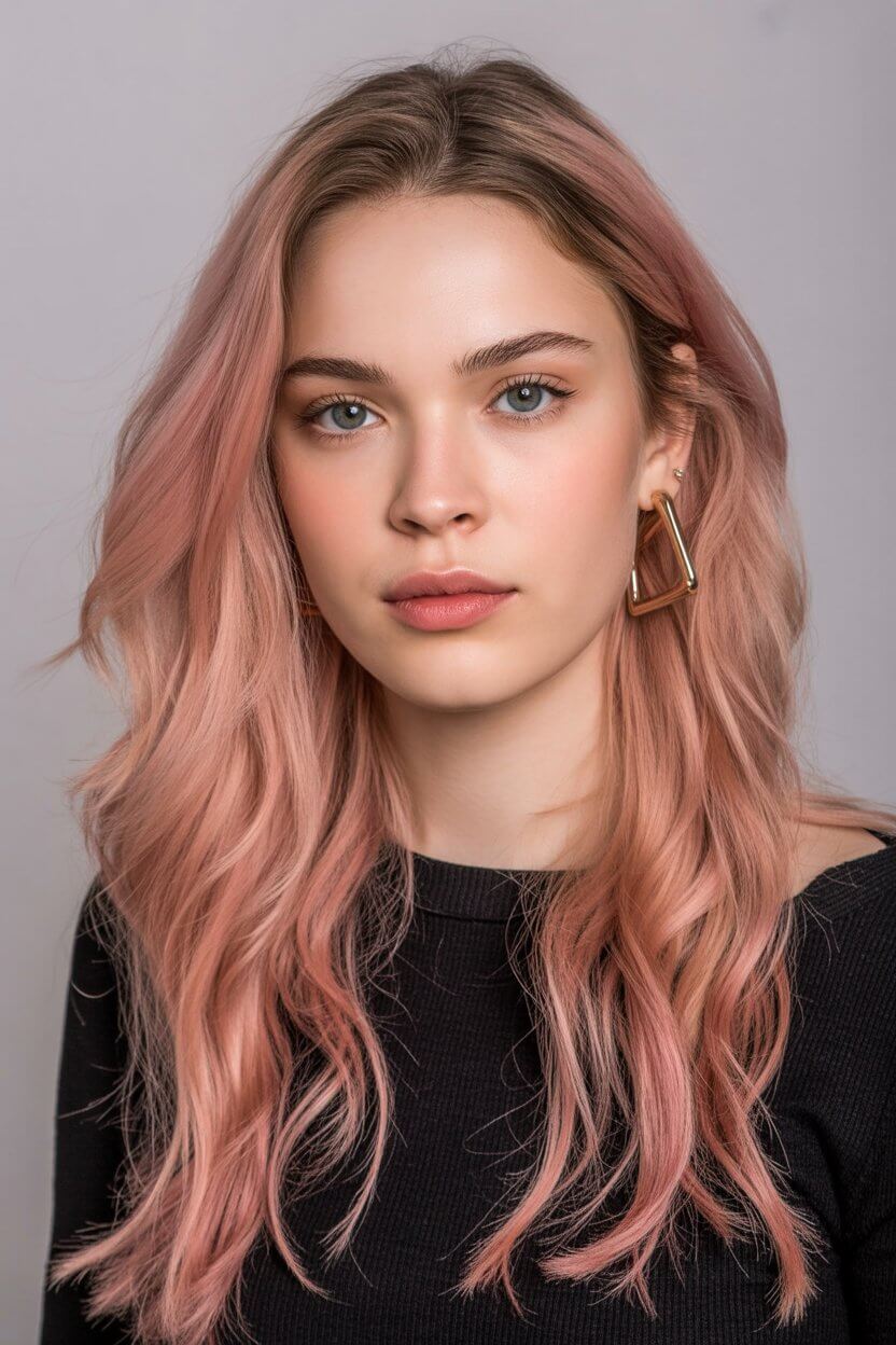summer strawberry blonde hair color for women 2026 Dusty Rose Strawberry Blonde with Effortless Texture