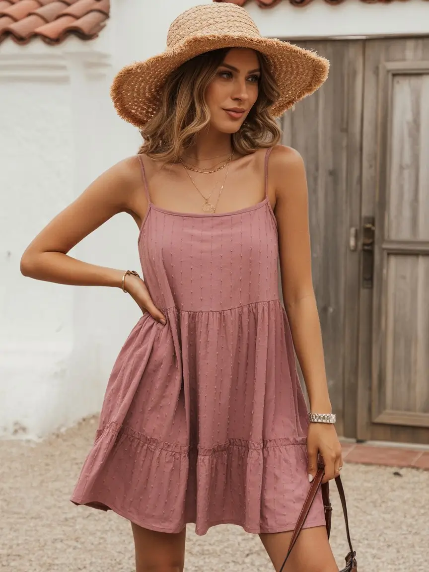 summer sundresses for women 2026 Dusty rose simplicity with effortless charm