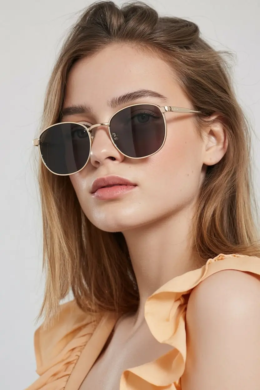 summer sunglasses for women 2026 Minimal gold frame sunglasses for soft everyday elegance