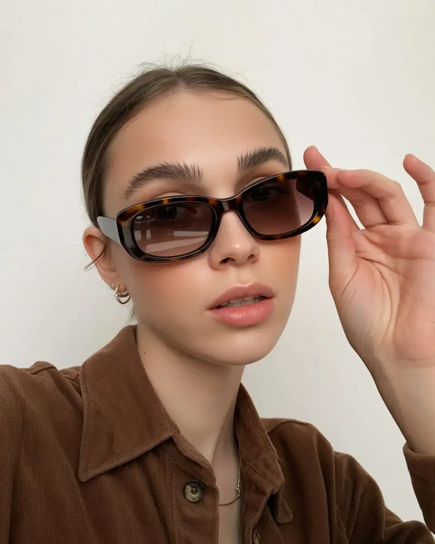 summer sunglasses for women 2026 Soft rectangular brown frames for everyday wearable elegance