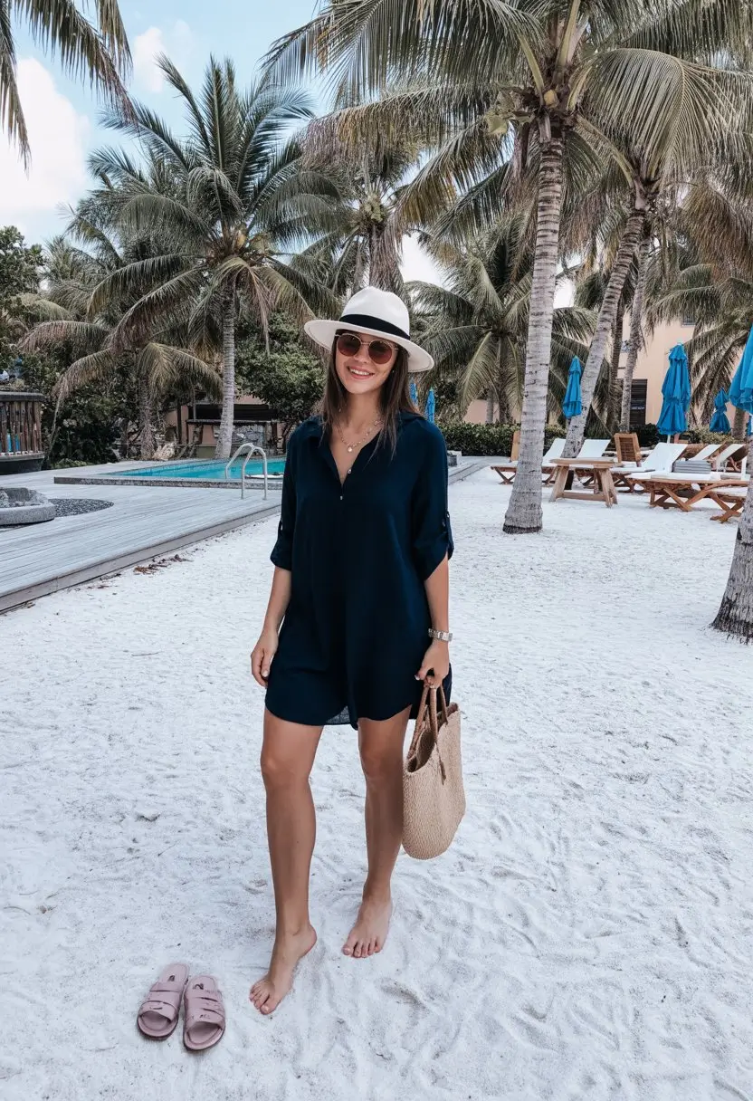 summer swimsuit cover ups 2026 Classic Black Shirt Dress That Always Works