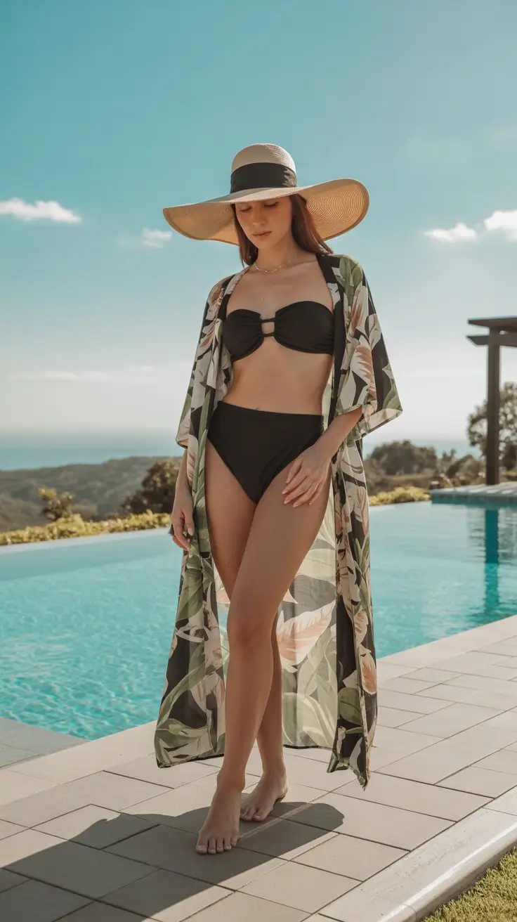 summer swimsuit cover ups 2026 Tropical Print Layer That Feels Like Vacation