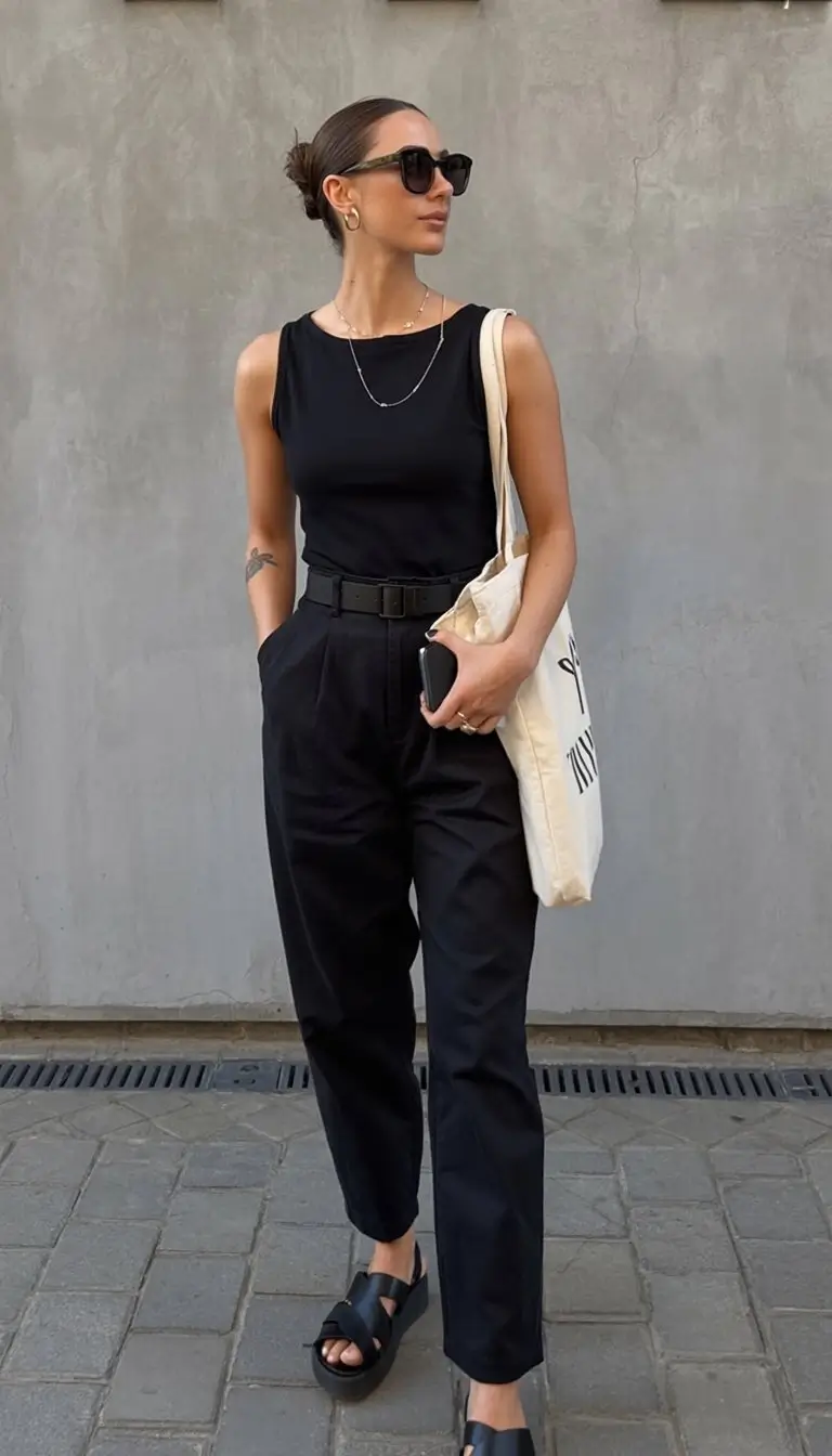summer work outfits for the office 2026 All black summer uniform that feels quietly powerful