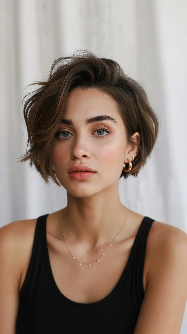 textured summer bixie haircut 2026 Chic Side Swept Bixie With Modern Elegance