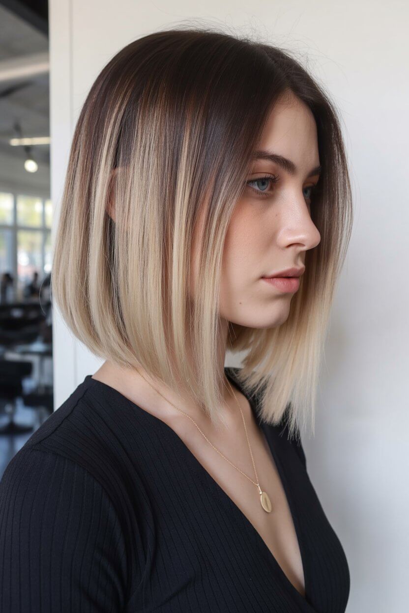 textured summer bob haircut 2026 Soft ombre mid length bob with seamless blend