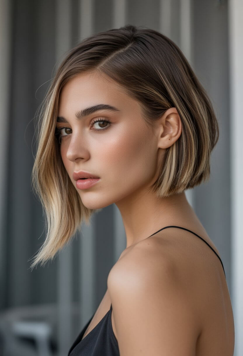 textured summer bob haircut 2026 Sharp asymmetrical bob with bold face framing
