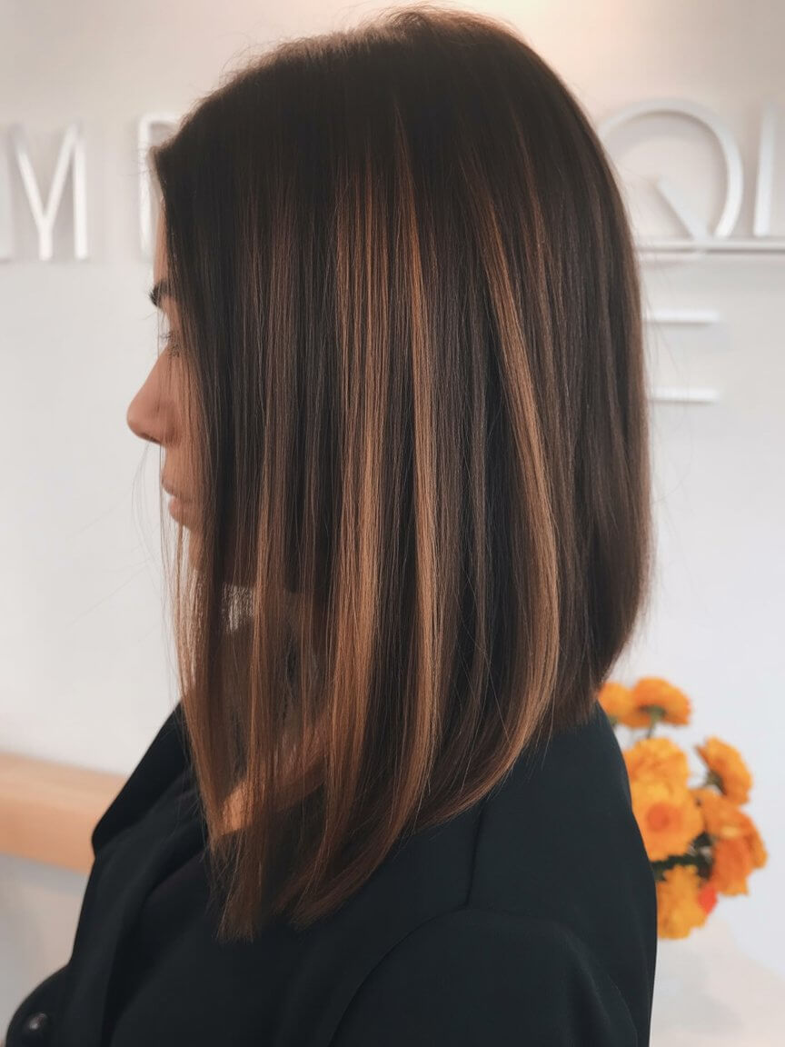 textured summer bob haircut 2026 Sleek mid length bob with dimensional highlights