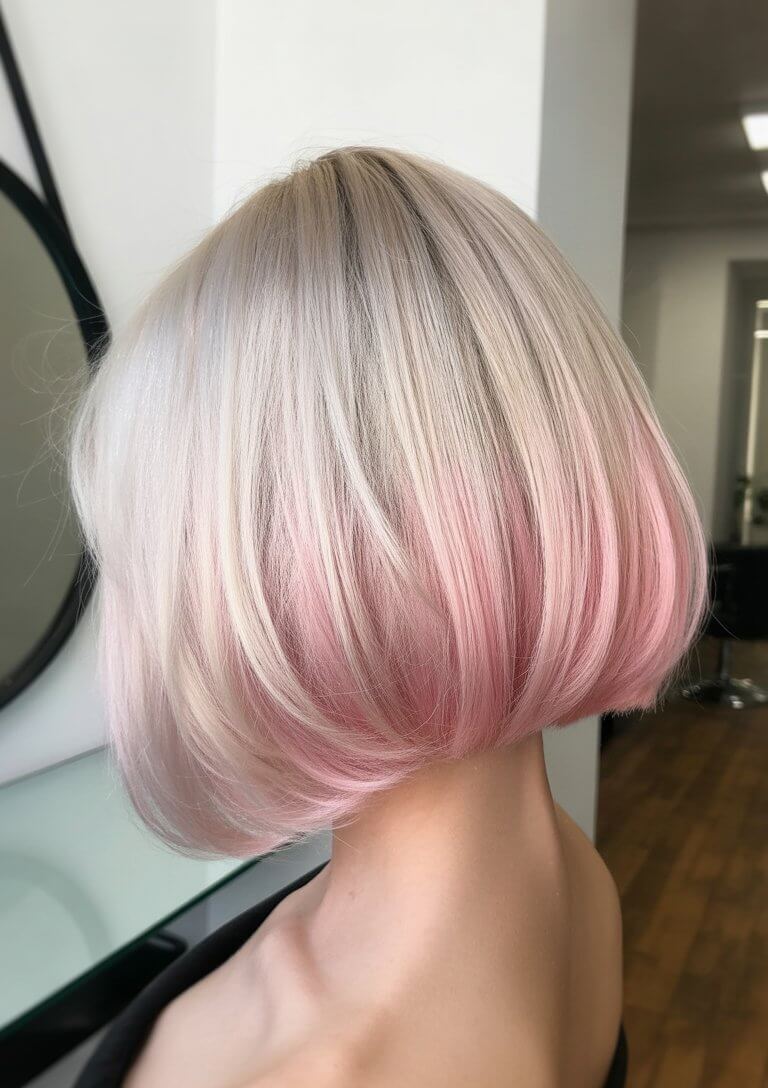 textured summer bob haircut 2026 Soft pastel chin length bob with rounded finish