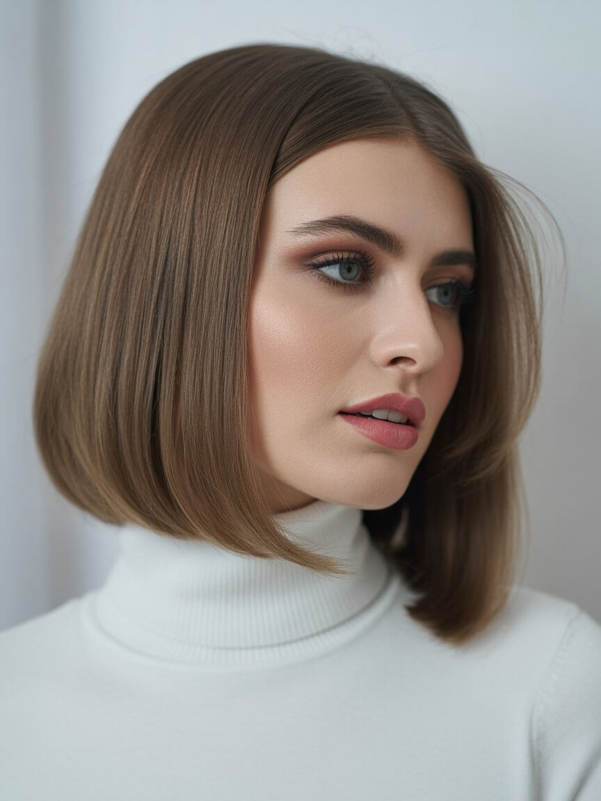 textured summer bob haircut 2026 Classic mid length bob with smooth volume and polish