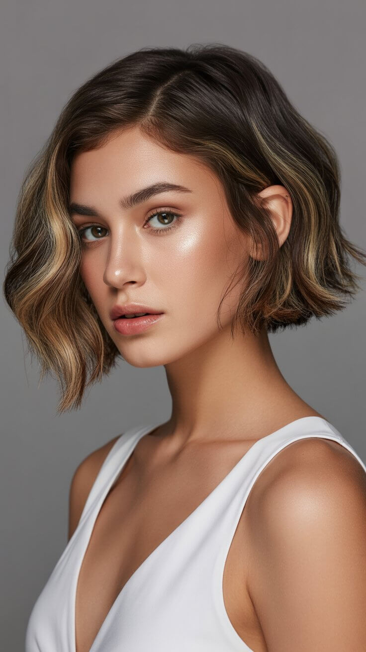 textured summer bob haircut 2026 Short wavy bob with natural choppy movement