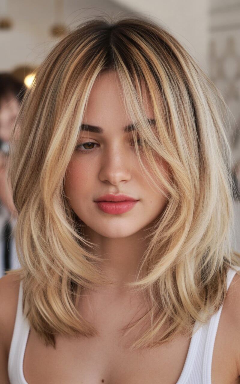 trendy summer haircut 2026 soft layered blonde lob with airy texture