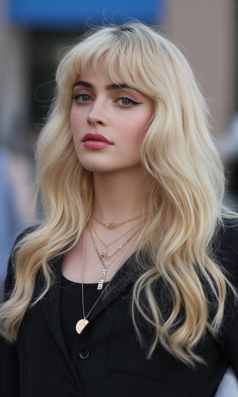 trendy summer haircut 2026 soft blonde shag with airy bangs and movement