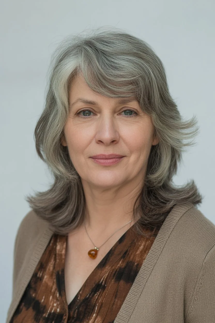 youthful summer haircuts for women over 50 2026 Feathered medium shag with soft bangs and lifted layers