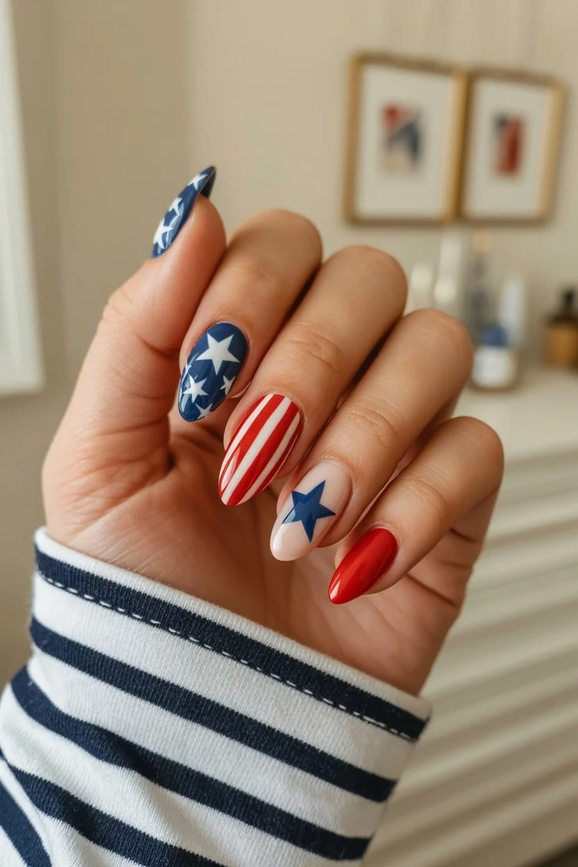 4th of july nails 2026 Bold Star And Stripe Nails That Never Go Out Of Style