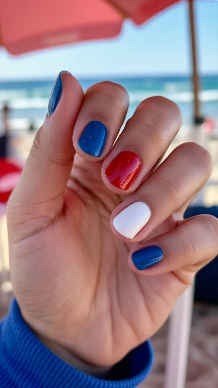 4th of july nails 2026 Simple Primary Color Nails For A Beach Weekend
