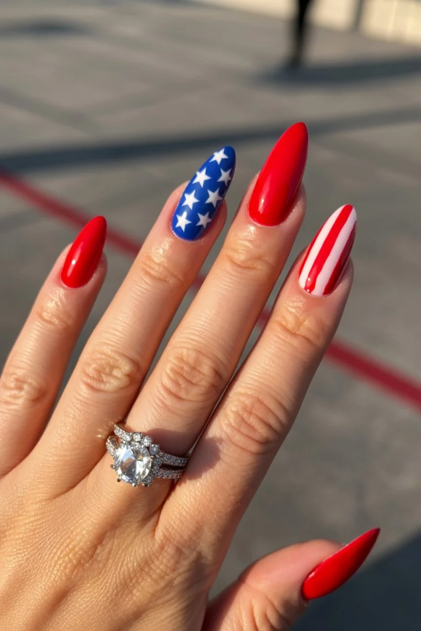 4th of july nails 2026 Bold Americana Nails With Classic Star Power