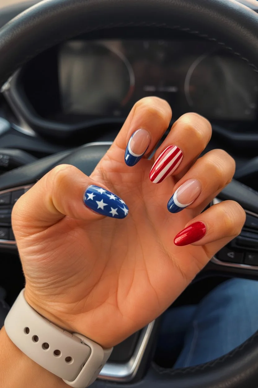 4th of july nails 2026 French Tip Patriotic Nails With A Modern Twist