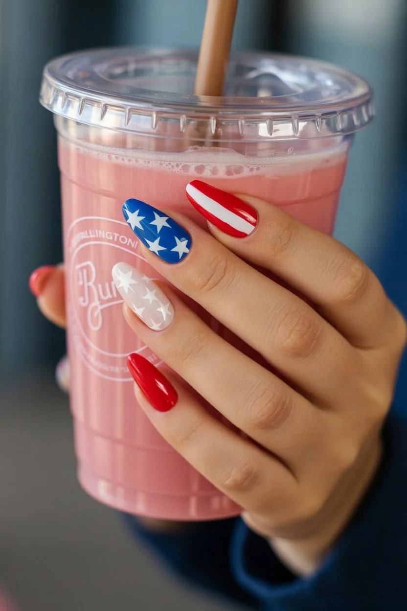 4th of july nails 2026 Milkshake Inspired Star Nails For A Cute Summer Aesthetic