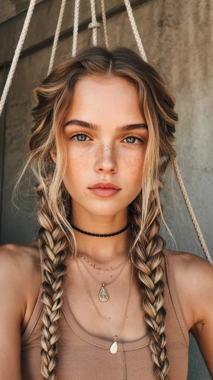 beachy summer wavy hairstyle 2026 soft braided waves with a sunlit boho finish