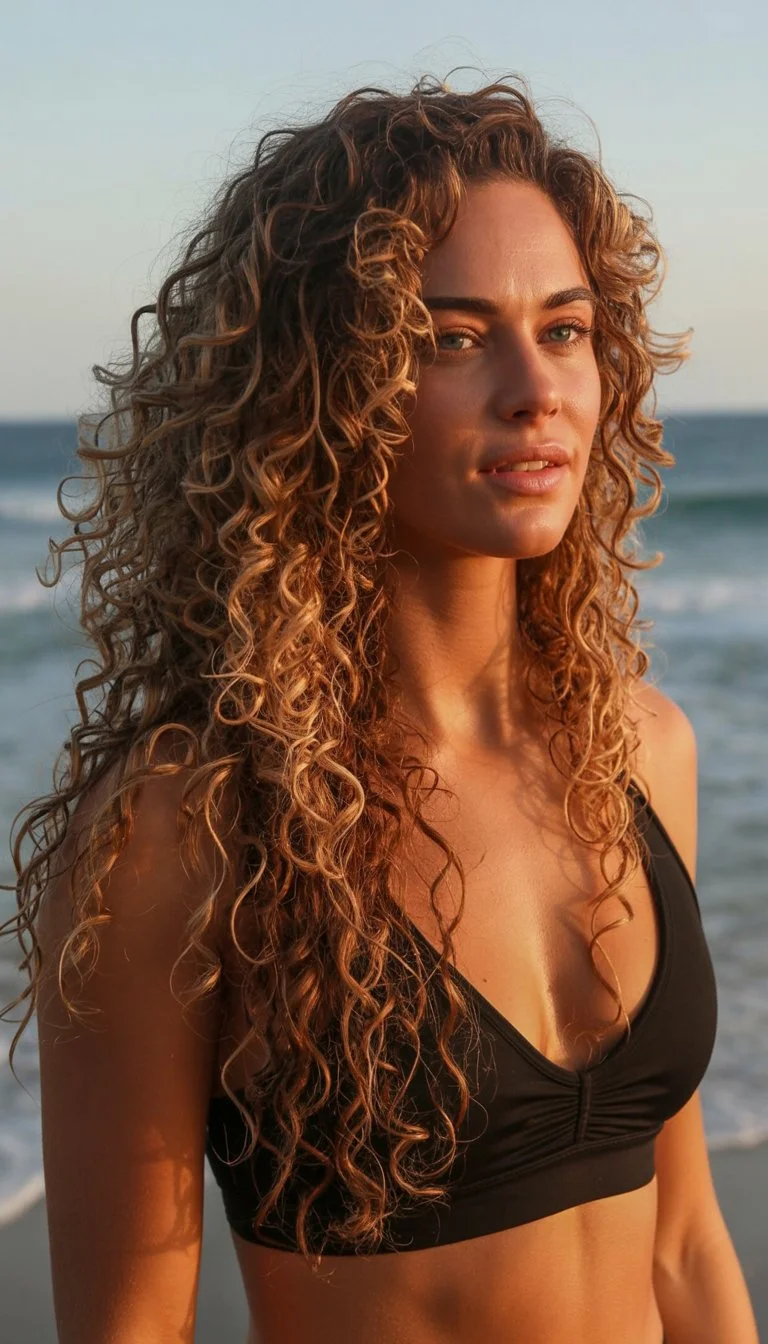 beachy summer wavy hairstyle 2026 defined beach curls with volume and sunlit dimension