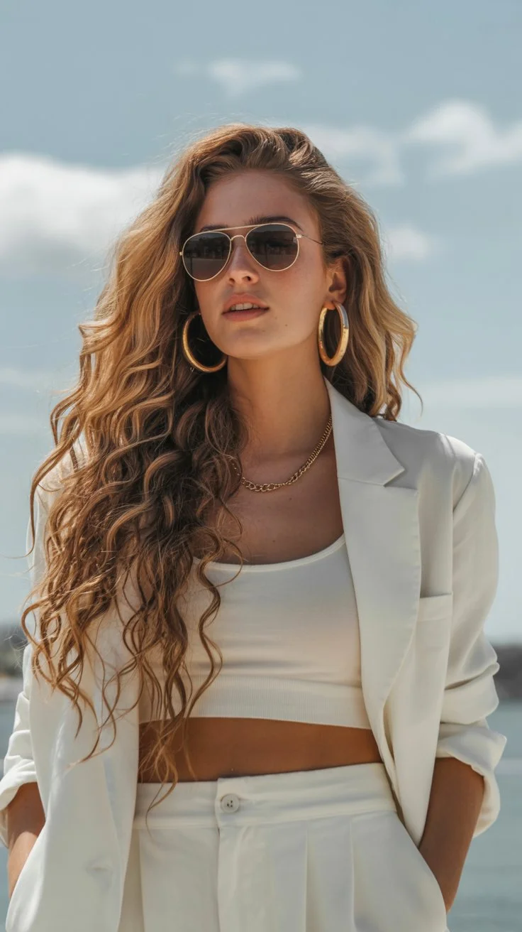 beachy summer wavy hairstyle 2026 soft glam long waves with effortless volume
