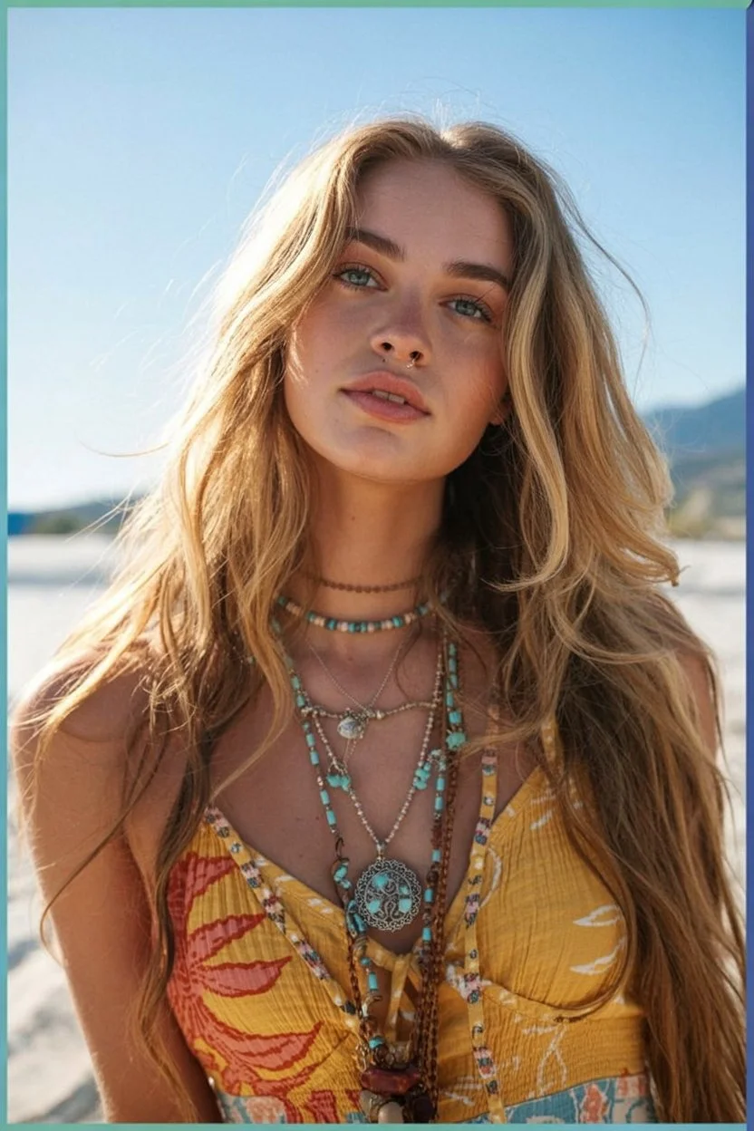 beachy summer wavy hairstyle 2026 boho layered waves with sunlit dimension