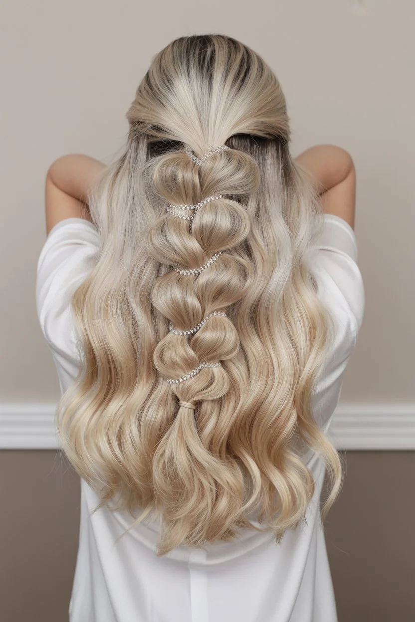 beachy summer wavy hairstyle 2026 soft bubble braid waves with elegant summer shine