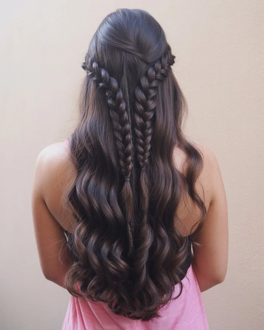 beachy summer wavy hairstyle 2026 romantic braided half up waves for soft summer evenings