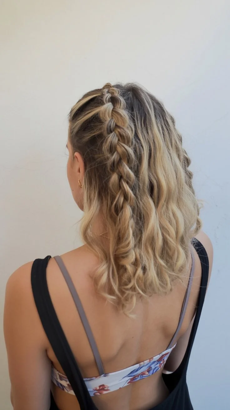 beachy summer wavy hairstyle 2026 edgy short waves with statement side braids