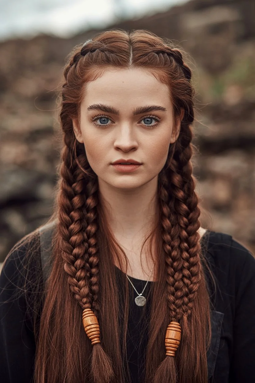 boho summer braids hairstyle 2026 Classic Double Braids With Natural Boho Texture